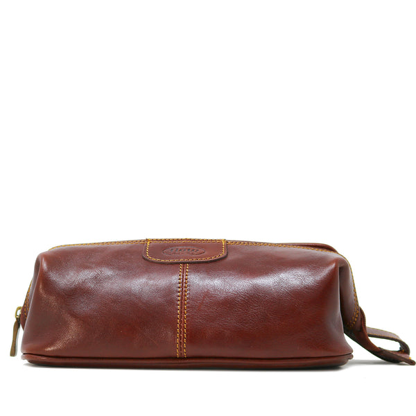 Floto Italian Venezia Dopp Toiletry Bag Travel Shave Kit brown